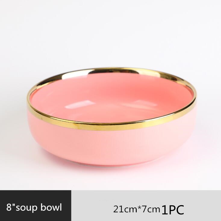 Pink with Golden Rim Tableware