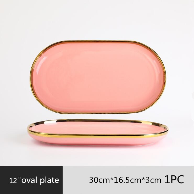 Pink with Golden Rim Tableware