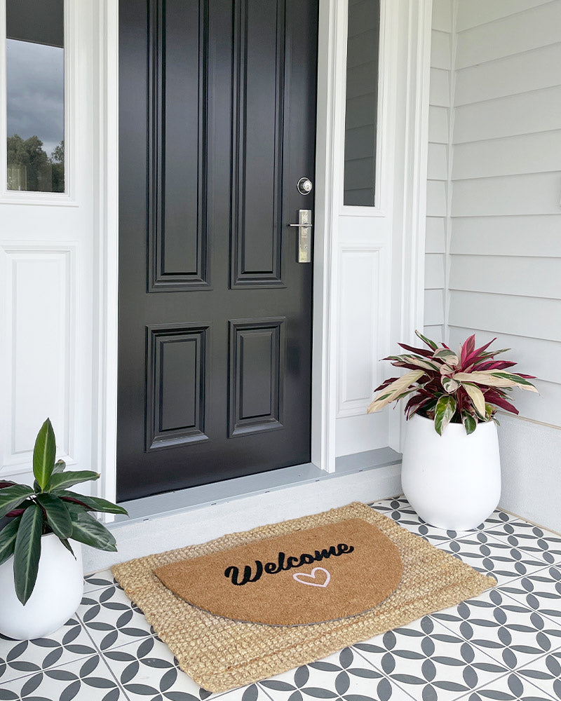 Welcome with Love Semi-Circle Doormat Embossed