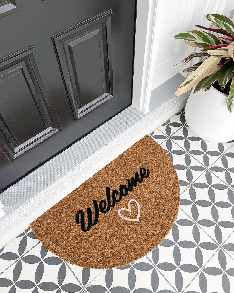 Welcome with Love Semi-Circle Doormat Embossed