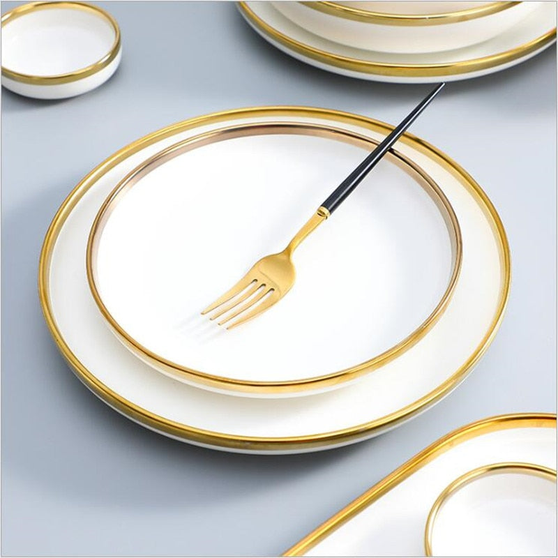 White with Golden Rim Tableware Set