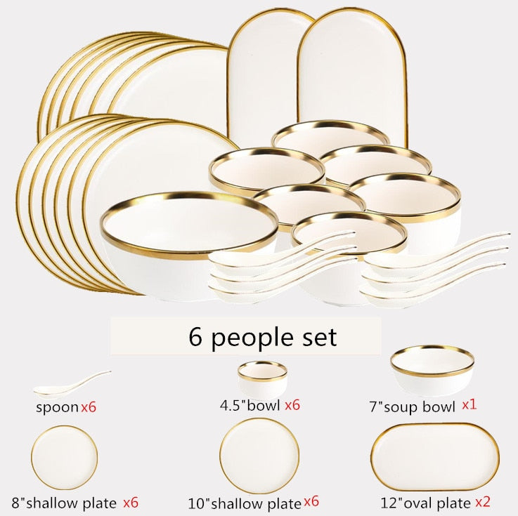 White with Golden Rim Tableware Set