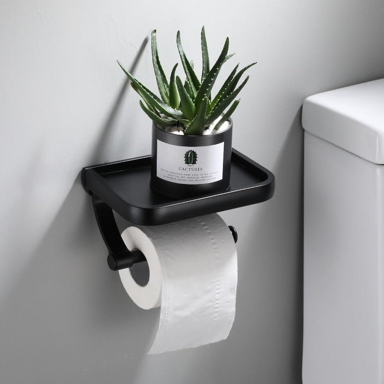 Toilet Roll Shelf Holder - Black