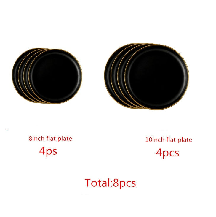 Black with Golden Rim Tableware