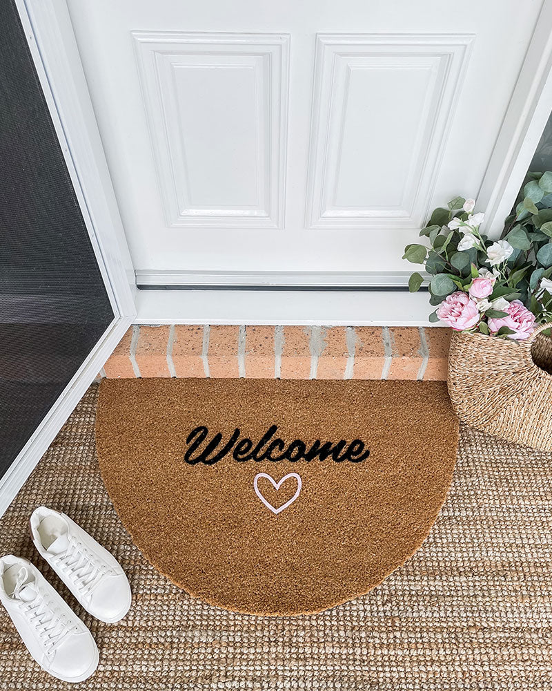 Welcome with Love Semi-Circle Doormat Embossed