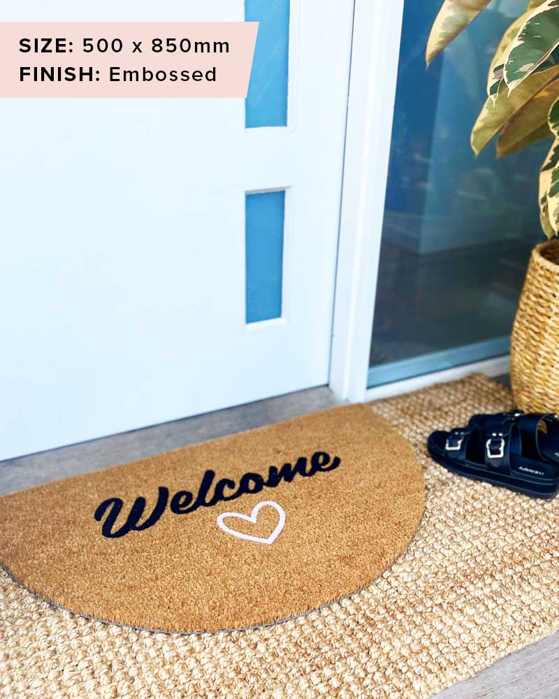 Welcome with Love Semi-Circle Doormat Embossed