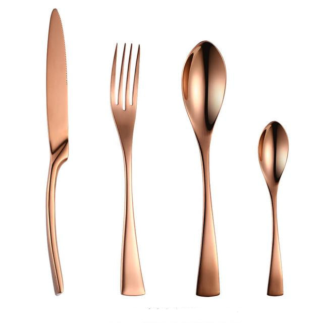 24 Piece Rose Gold Cutlery Set