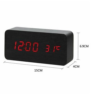 Faux Wood LED Alarm Clock