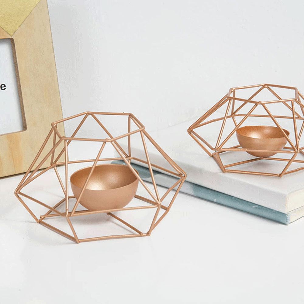 Golden Geometric Candle Holders