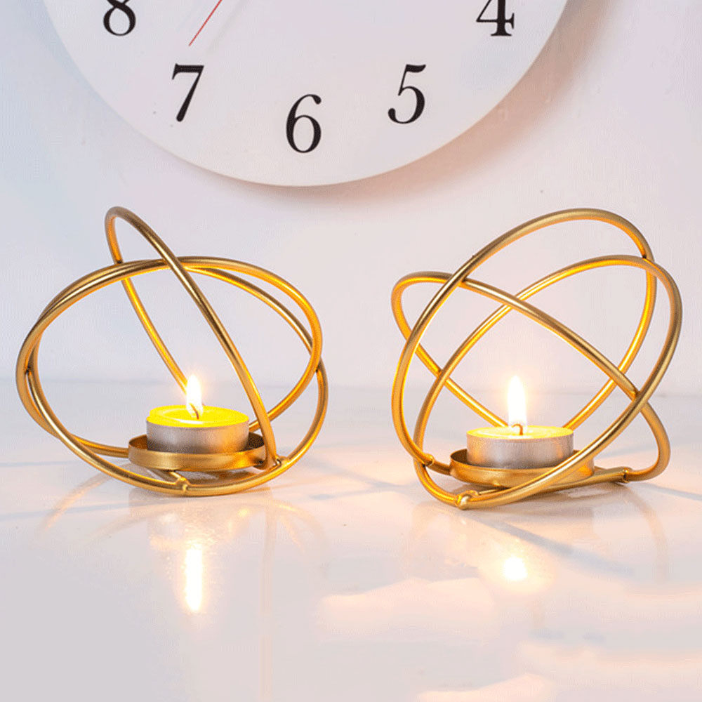 Golden Geometric Candle Holders