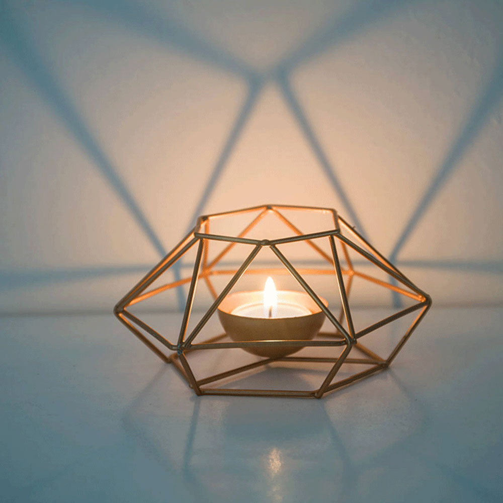 Golden Geometric Candle Holders