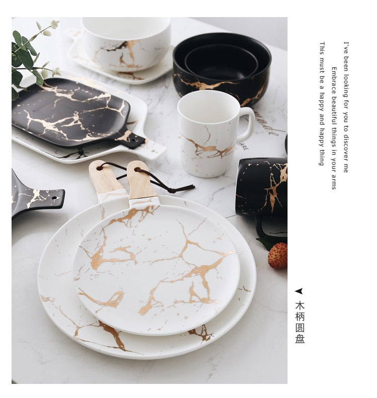 Black and White Marble Servingware