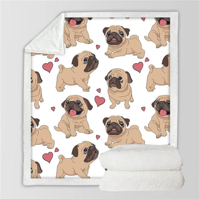 Pug Sherpa Blanket