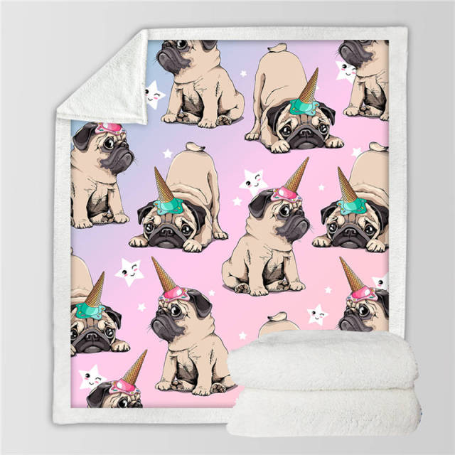 Pug Sherpa Blanket