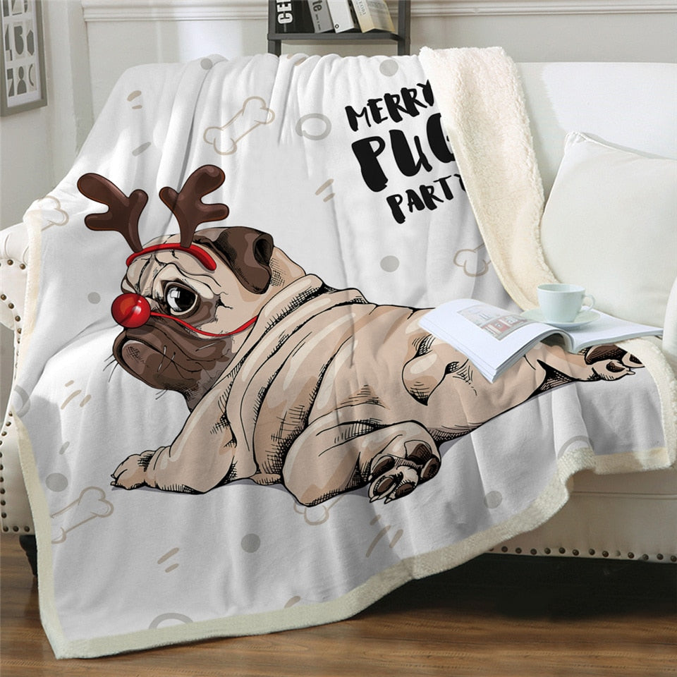 Pug Sherpa Blanket