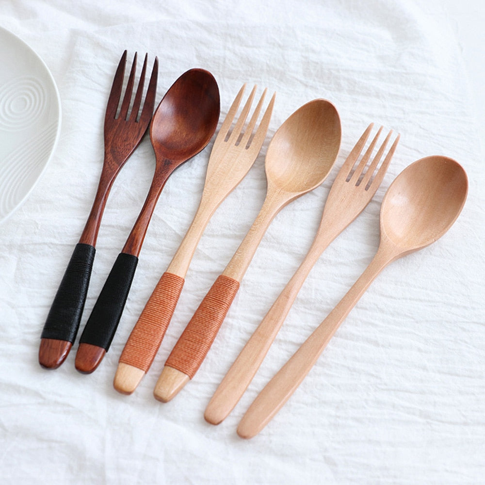 Wooden Fork and Spoon Set