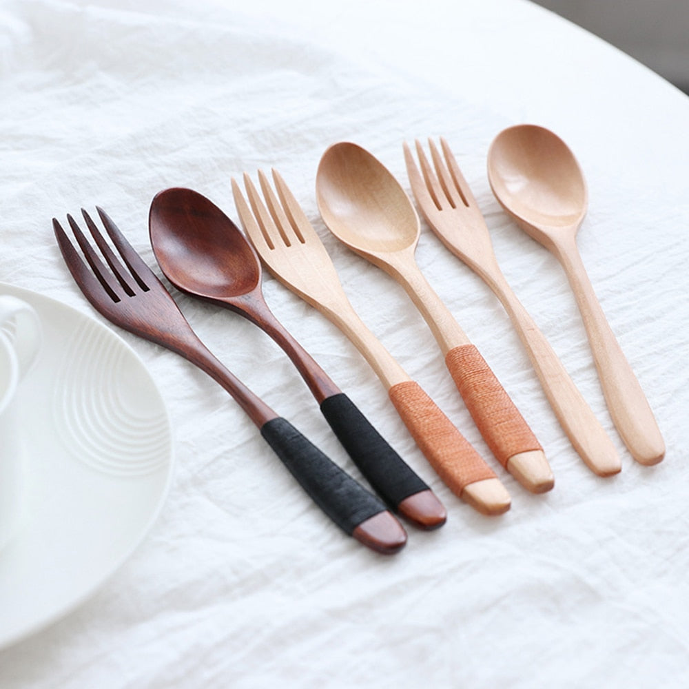 Wooden Fork and Spoon Set