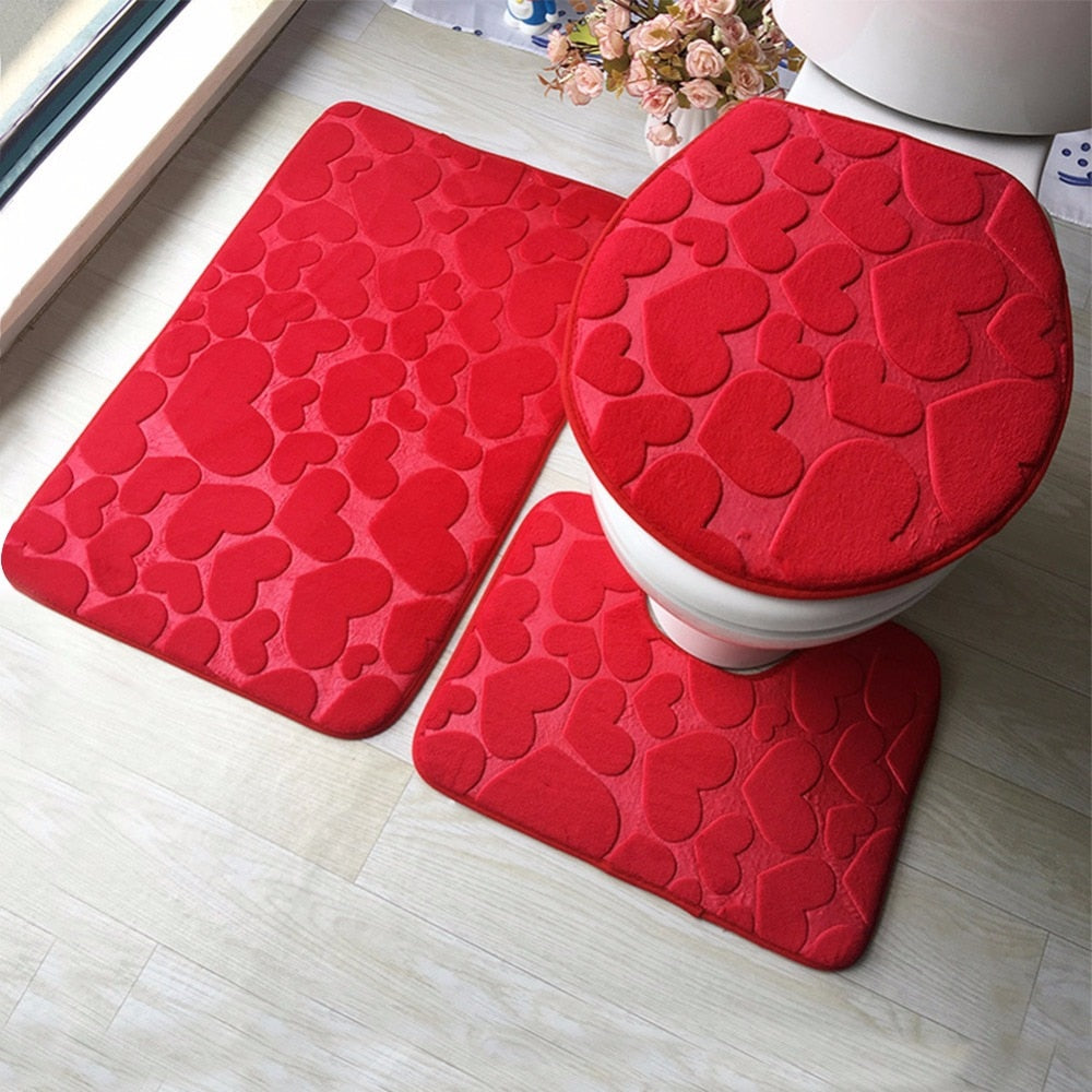 3 Piece Bathroom Mat Set