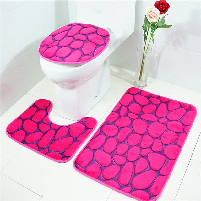 3 Piece Bathroom Mat Set