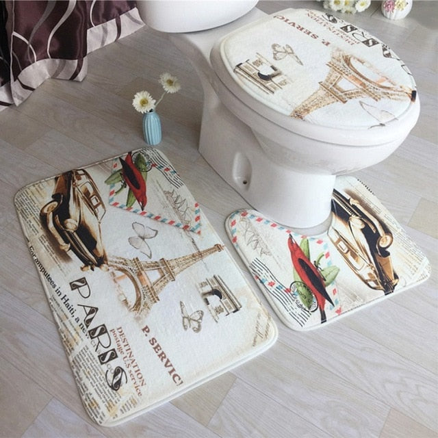 3 Piece Bathroom Mat Set