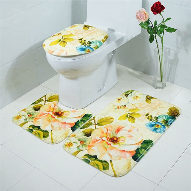 3 Piece Bathroom Mat Set