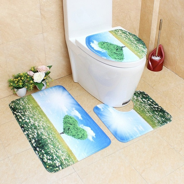 3 Piece Bathroom Mat Set