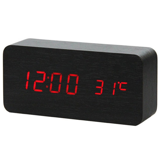 Faux Wood LED Alarm Clock