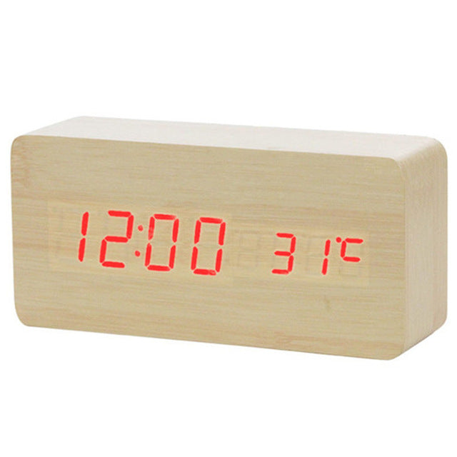 Faux Wood LED Alarm Clock