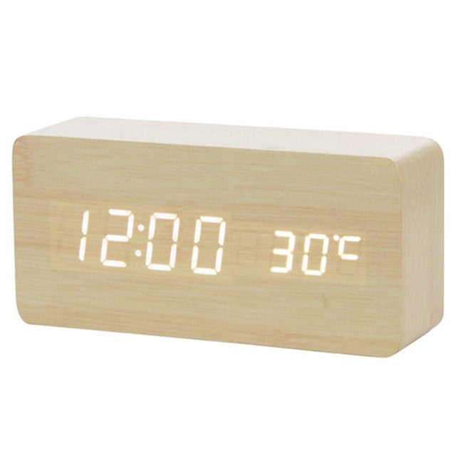 Faux Wood LED Alarm Clock