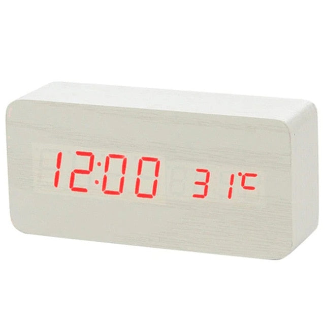 Faux Wood LED Alarm Clock