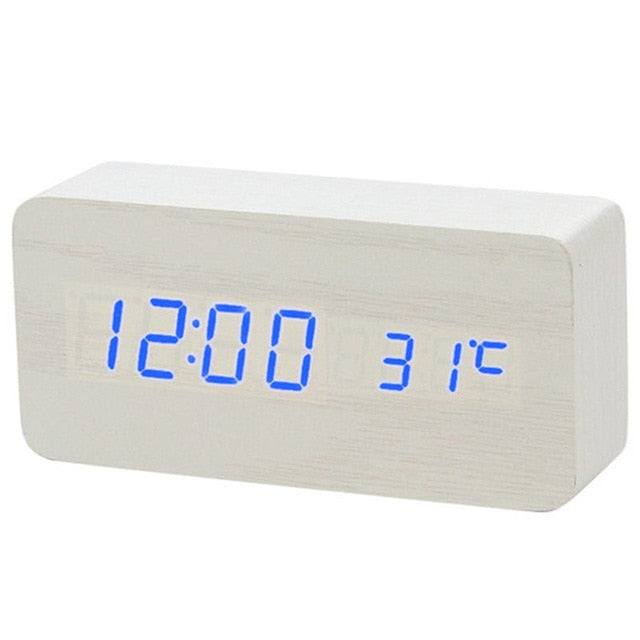 Faux Wood LED Alarm Clock