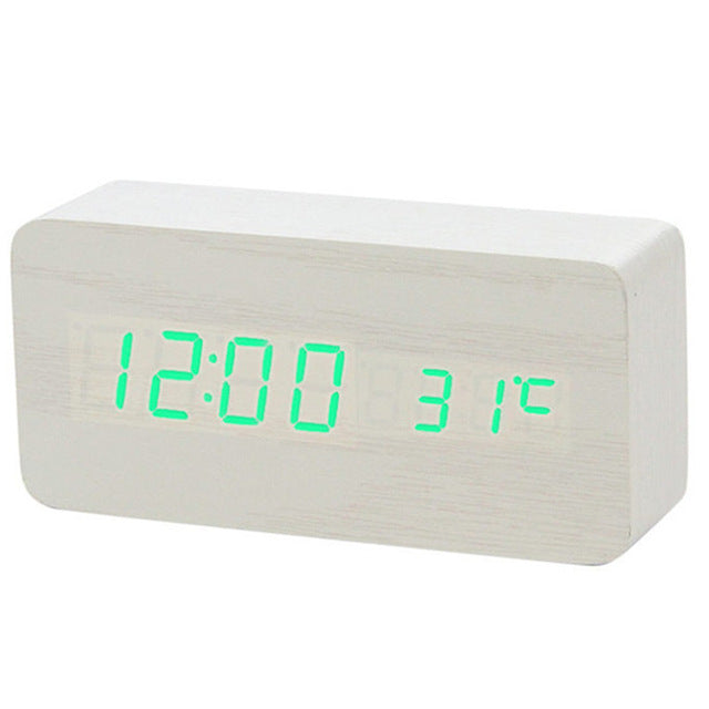 Faux Wood LED Alarm Clock