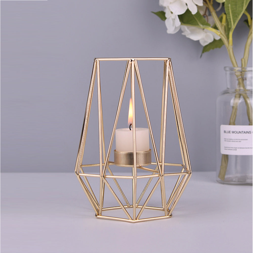 Golden Geometric Candle Holders