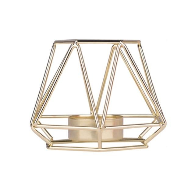 Golden Geometric Candle Holders