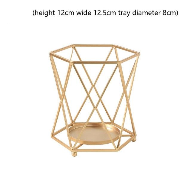 Golden Geometric Candle Holders