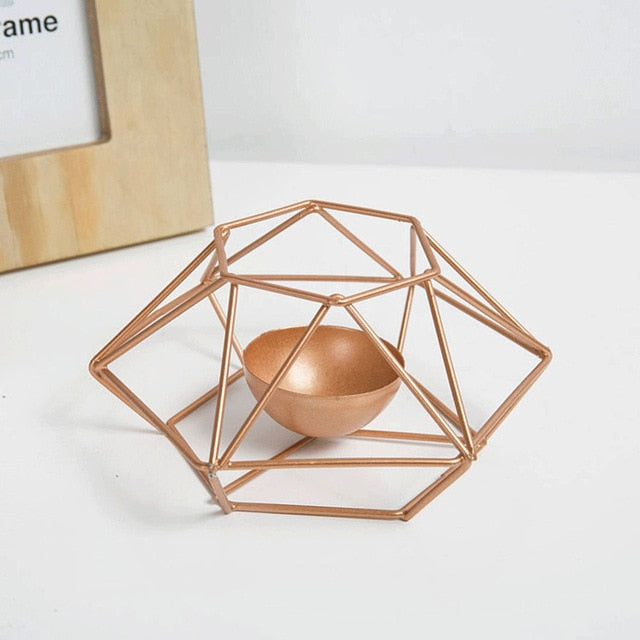 Golden Geometric Candle Holders