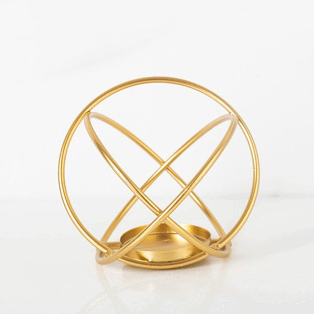 Golden Geometric Candle Holders