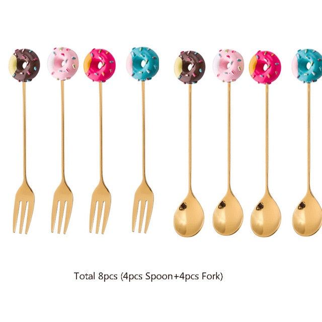 8 Piece Donut Dessert Cutlery