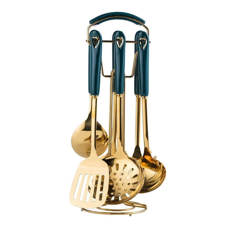 Emerald Gold Utensil Set