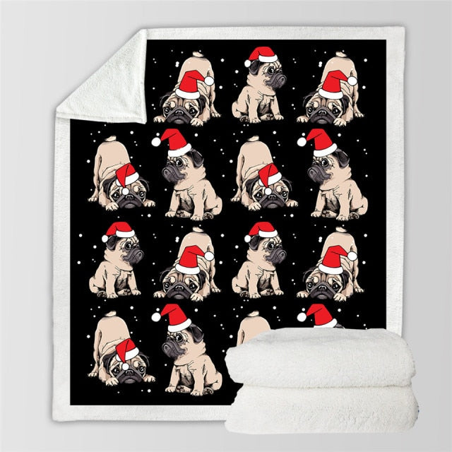 Pug Sherpa Blanket