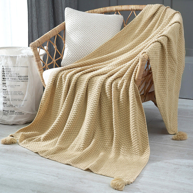 Knitted Tassel Throw