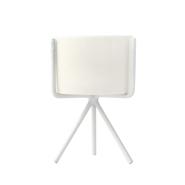 White Planter with Stand