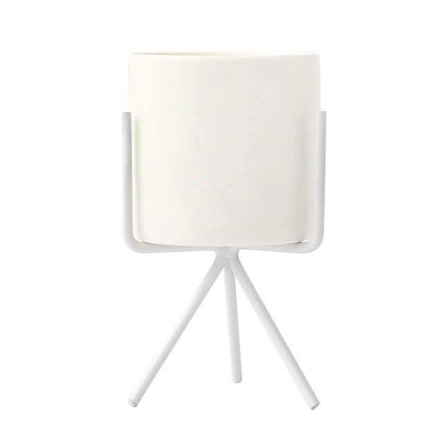 White Planter with Stand