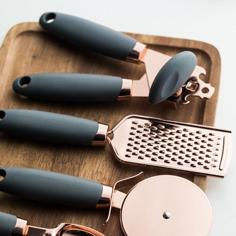 7 Piece Rose Gold Utensil Set