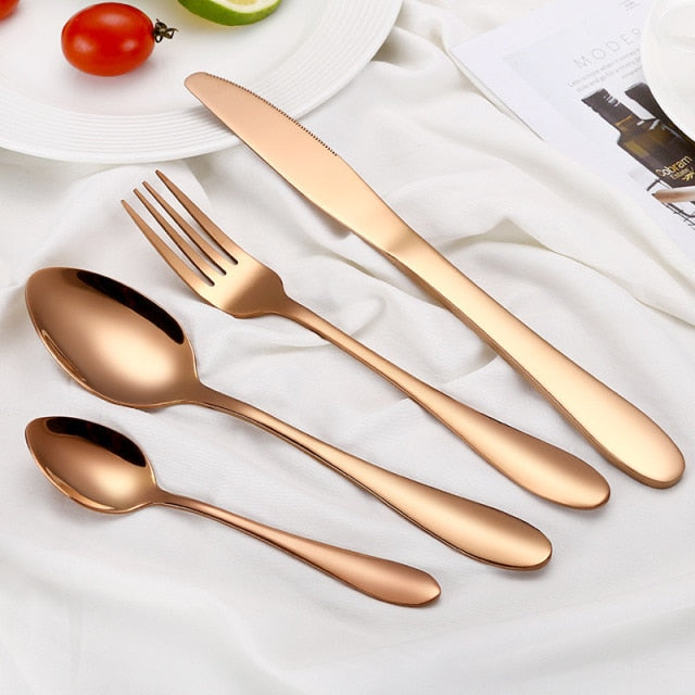 Rose Gold Cutlery Set (4 Piece)