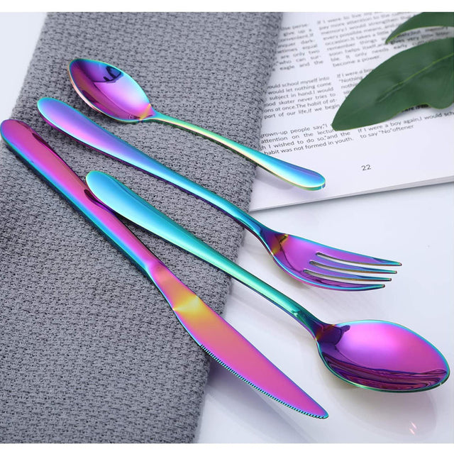 24 Piece Rainbow Cutlery Set