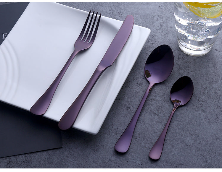 24 Piece Purple Cutlery Set