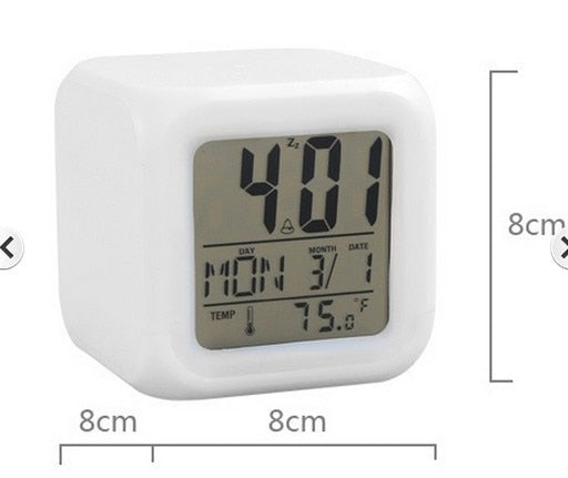 7 Colour Glowing Alarm Clock - The Decor House